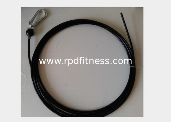 Black Gym Wire Rope , Nylon Coated Steel Cable For Commercial Fitness Clubs supplier