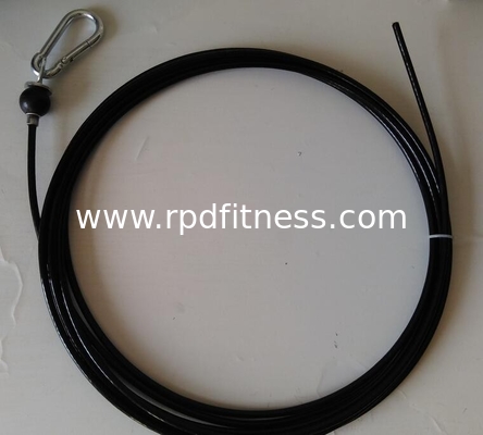 Black Gym Wire Rope , Nylon Coated Steel Cable For Commercial Fitness Clubs supplier