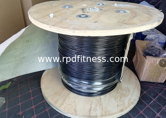 RAPID Black Plastic Wire Rope 6.0mm Outerdiameter For Gym Equipment supplier